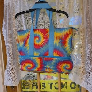 Source Unknown Multicolor Tie-Dye Spiral Tote with Blue Straps